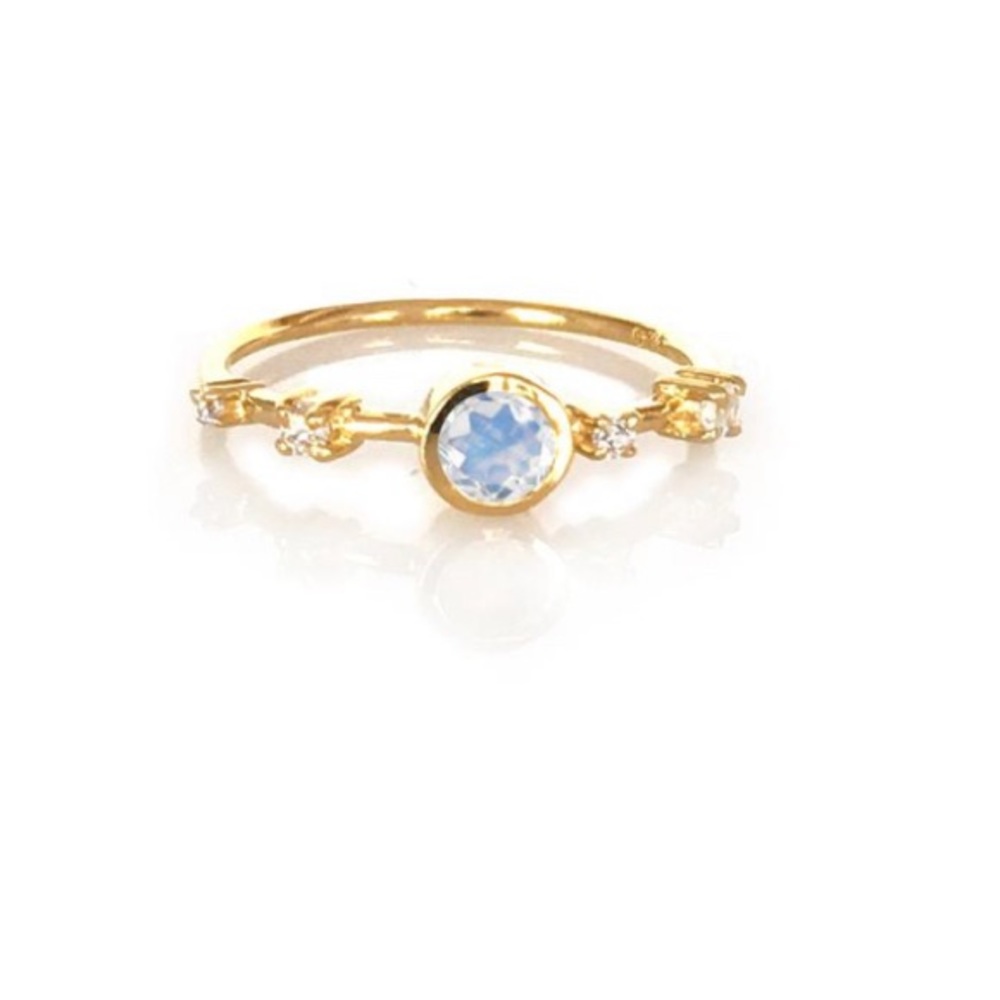 Rainbow Moonstone and Diamond Constellation Ring